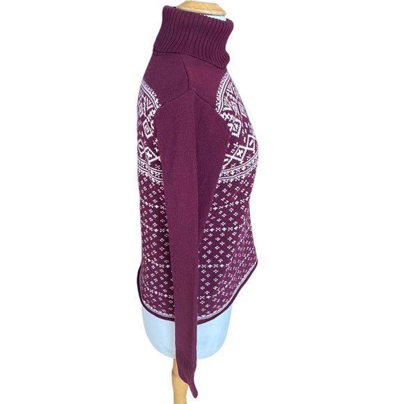NWT Oshkosh Cashmere Fair Isle Turtleneck Sweater Burgundy Après-Ski Knit-M - Picture 5 of 13